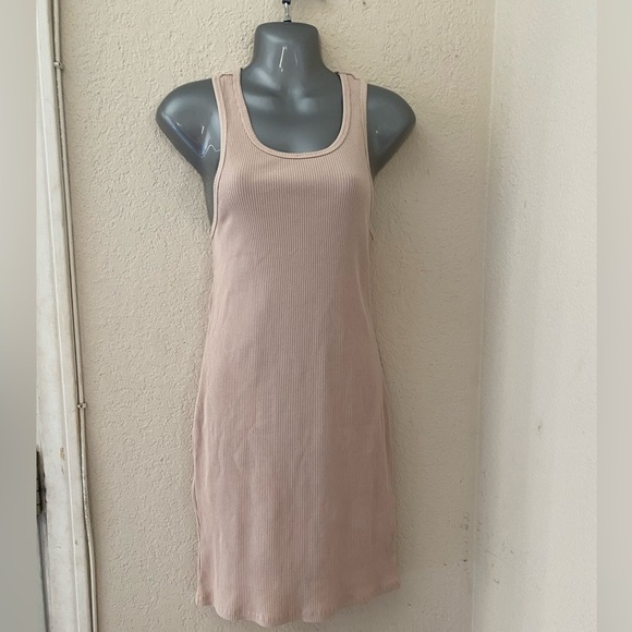 CottonOn Rib Racer Mini Dress Beige Size Large New without Tags - Picture 1 of 9